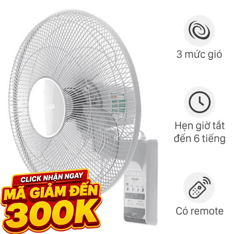 Quạt treo tường Toshiba  3 cánh F-WSA20(H)VN 55W