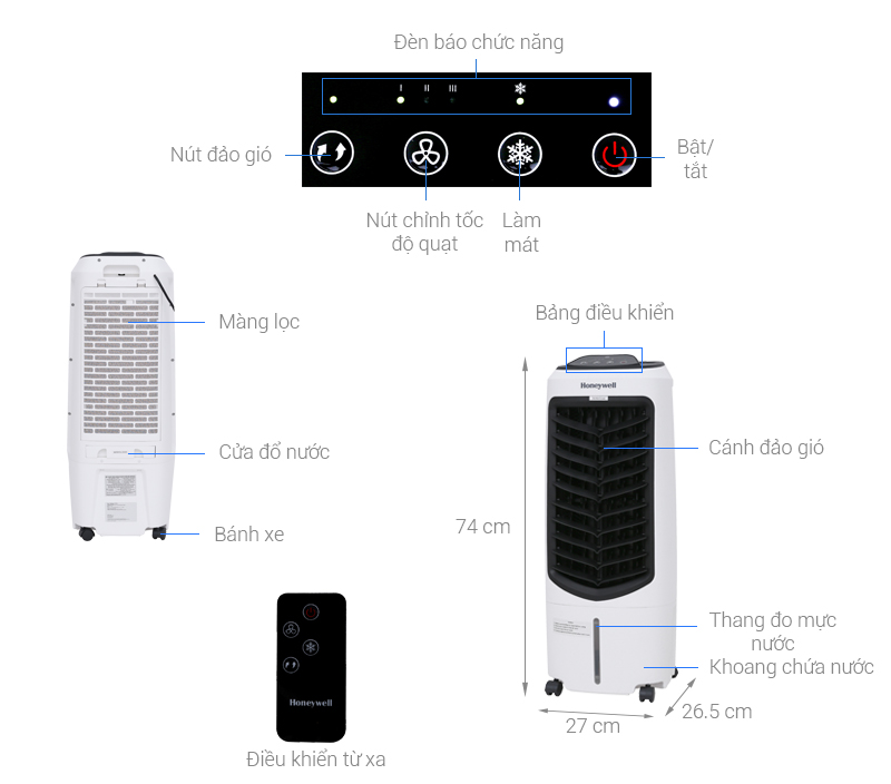 Thông số kỹ thuật Quạt điều hòa Honeywell TC10PE