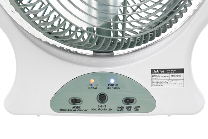 Quạt sạc Delites QS001 - Bảng điều khiển dễ dùng