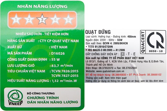 Quạt đứng Asia 4 cánh D16026-DV0 55W Màu Đen