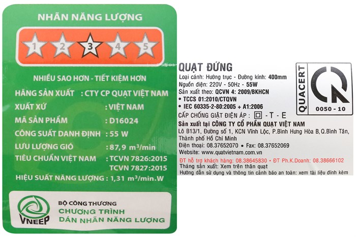 Quạt đứng Asia D16024 Màu Đen