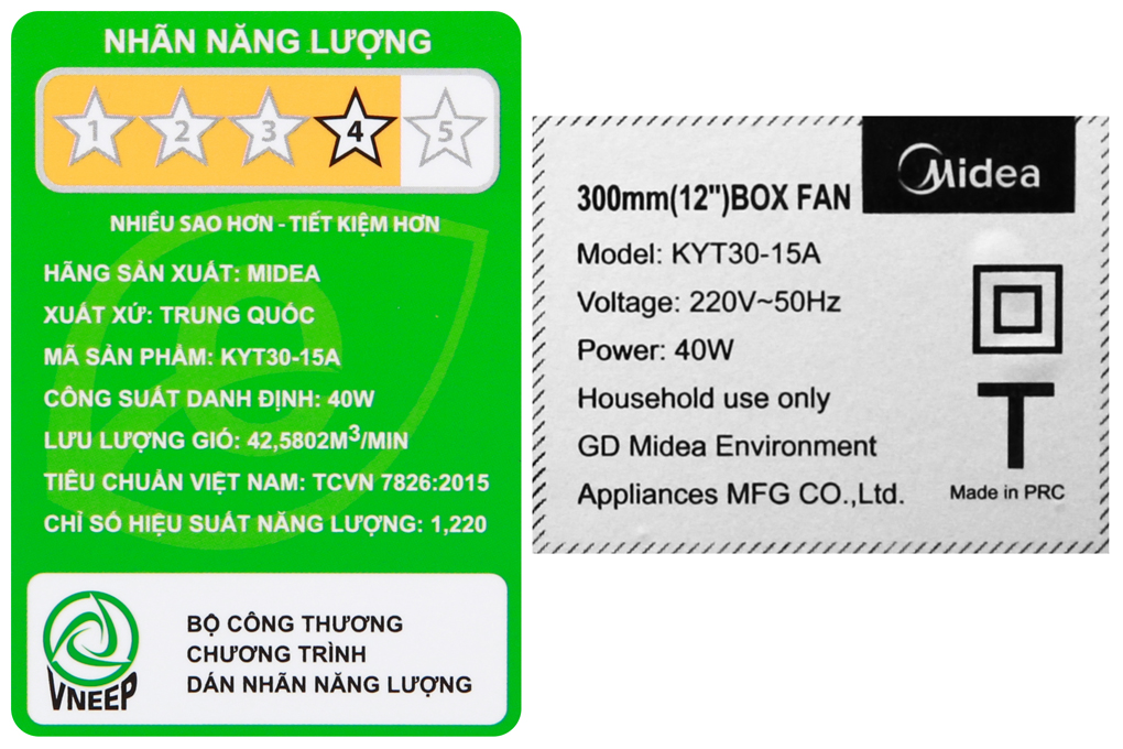 Quạt hộp Midea 5 cánh KYT30-15A 40W Màu Trắng