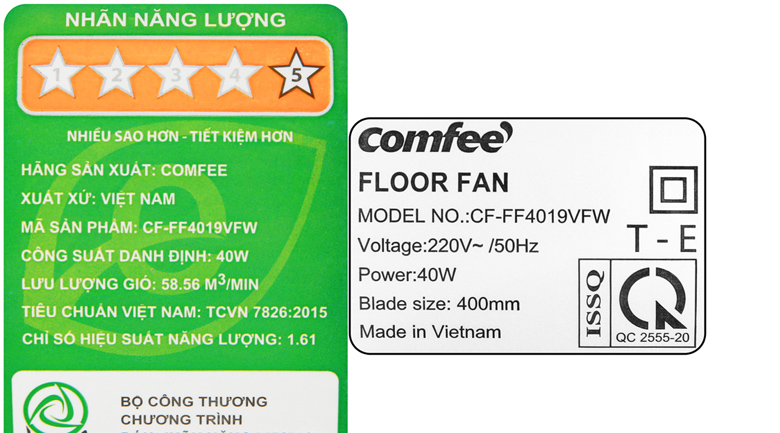 Tiết kiệm điện - Quạt lửng Comfee CF-FF4019VFW Trắng