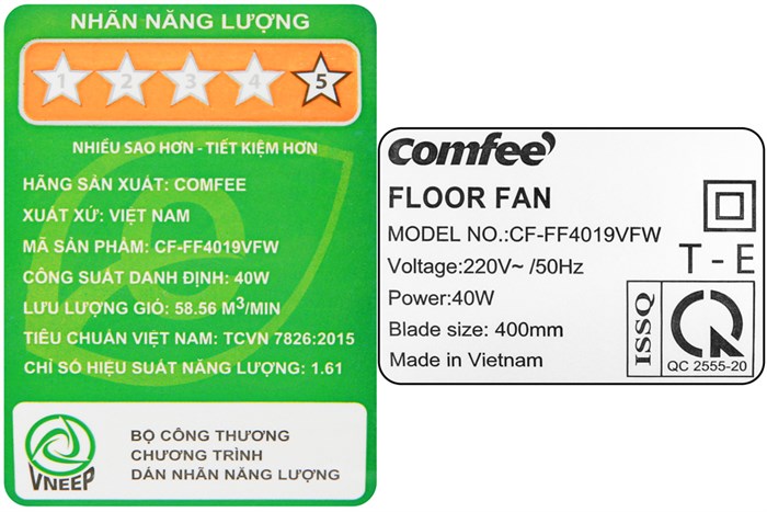 Quạt lửng Comfee 3 cánh CF-FF4019VFW 40W Màu Trắng