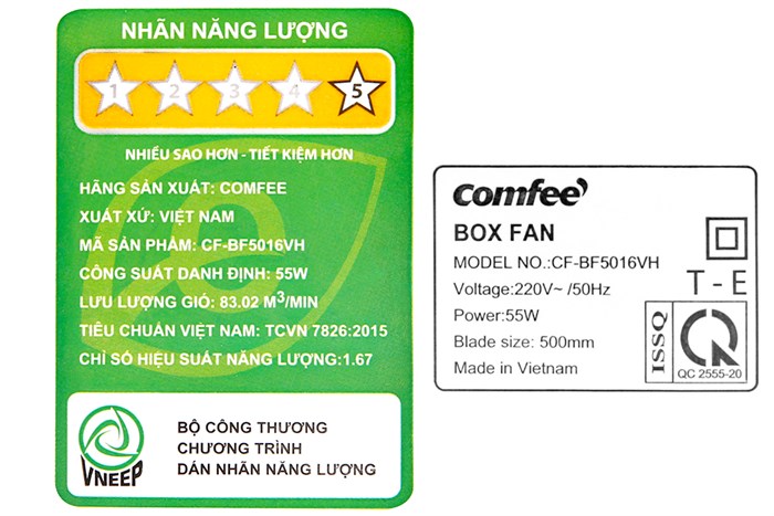 Quạt hộp Comfee 5 cánh CF-BF5016VH 55W Màu Trắng