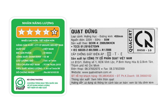 Quạt đứng Asia 5 cánh D18004-XV1 55W Màu Xám