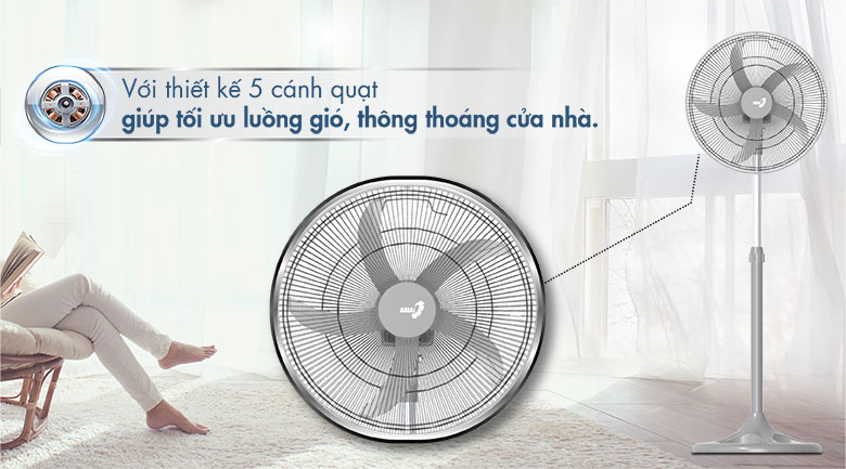 quạt 5 cánh - Quạt đứng Asia D18004-XV1 Xám