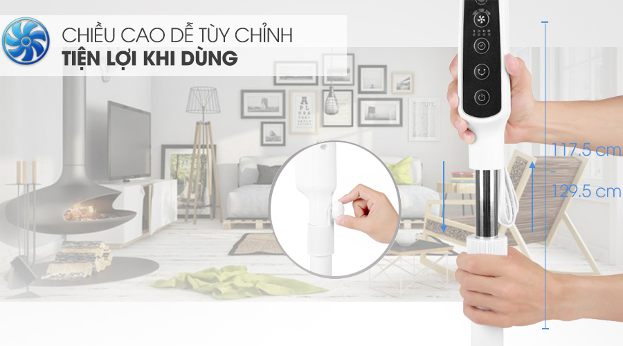 Thay đổi chiều cao - Quạt đứng Asia D16028-TV0 Trắng