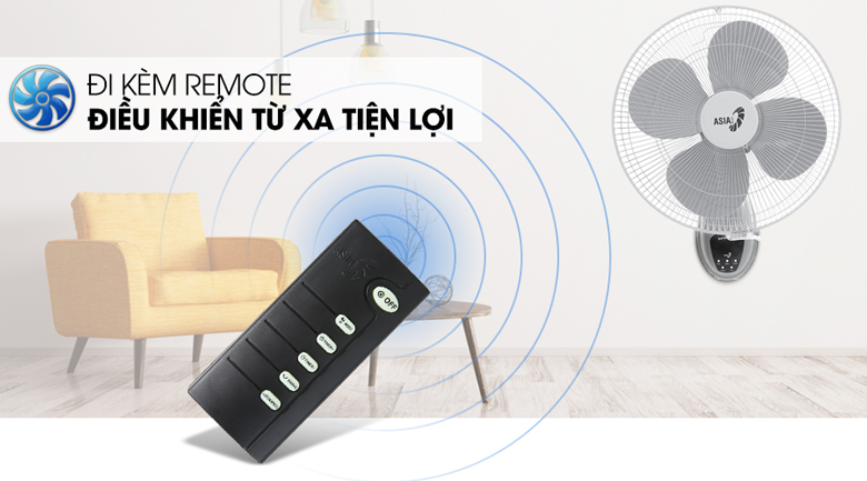 Remote tiện dụng - Quạt treo Asia L16022-XV0 xám