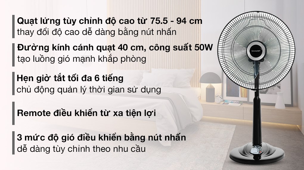 Quạt lửng Sharp 3 cánh PJ-L40RV-DG 50W