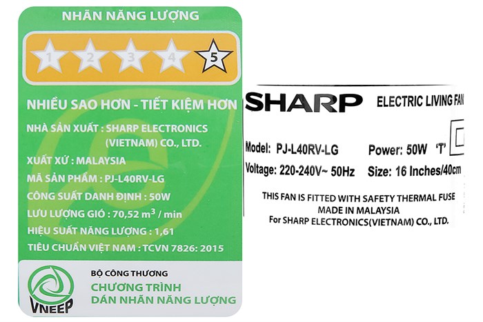 Quạt đứng Sharp PJ-L40RV-LG Màu Xám