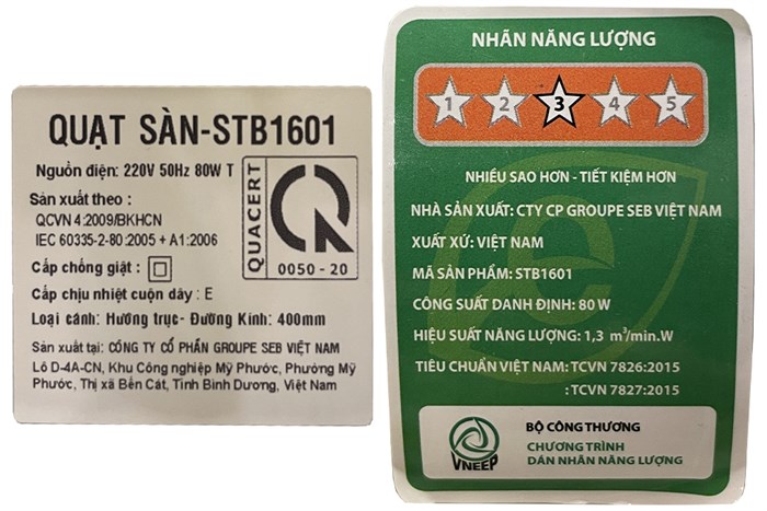 Quạt sàn Asia 6 cánh STB1601-XV0 80W Màu Xám