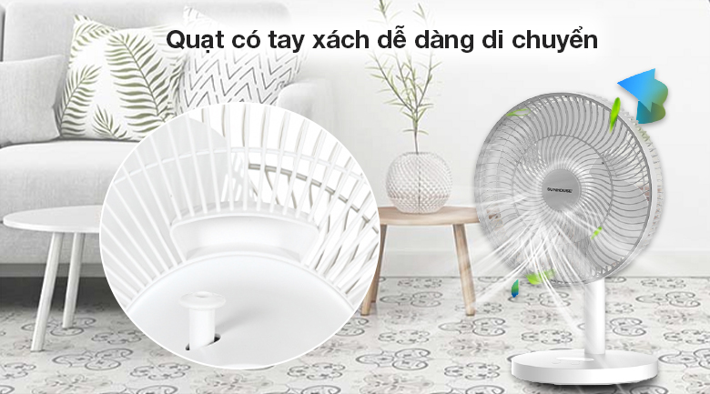 Tay xách - Quạt sạc điện Sunhouse SHD7115