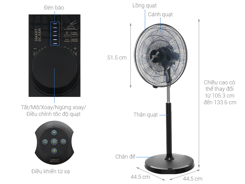 Quạt đứng AC 18 cánh DC inverter AIS01D1818 65W