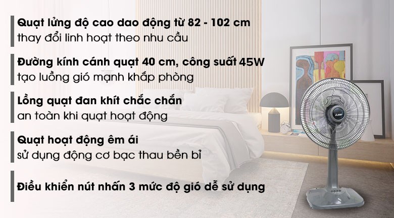 Quạt lửng Mitsubishi Electric 3 cánh R16-GA CY-GY 45W - 2