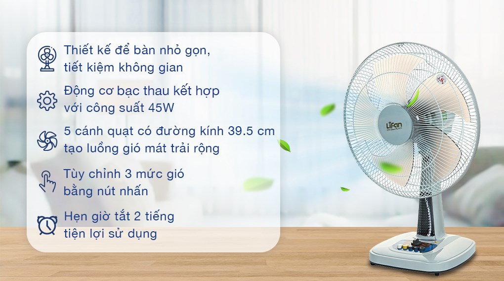 Quạt bàn Lifan 5 cánh B-398 45W