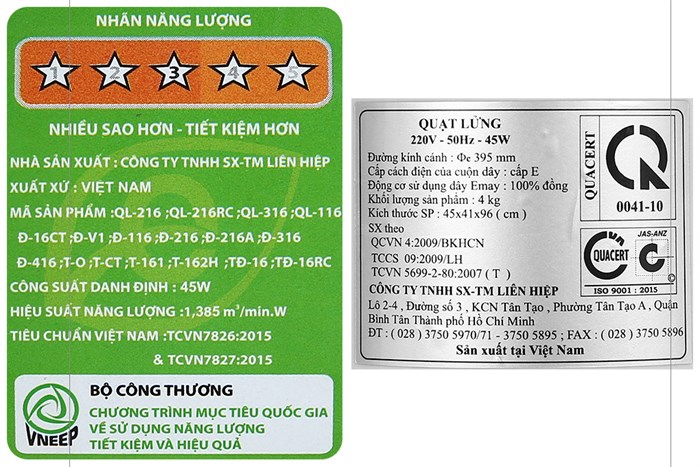 Quạt lửng Lifan 3 cánh QL-216 45W Màu Trắng - Xám