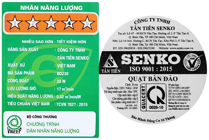 Quạt hộp Senko 5 cánh BD230 28W Màu Trắng