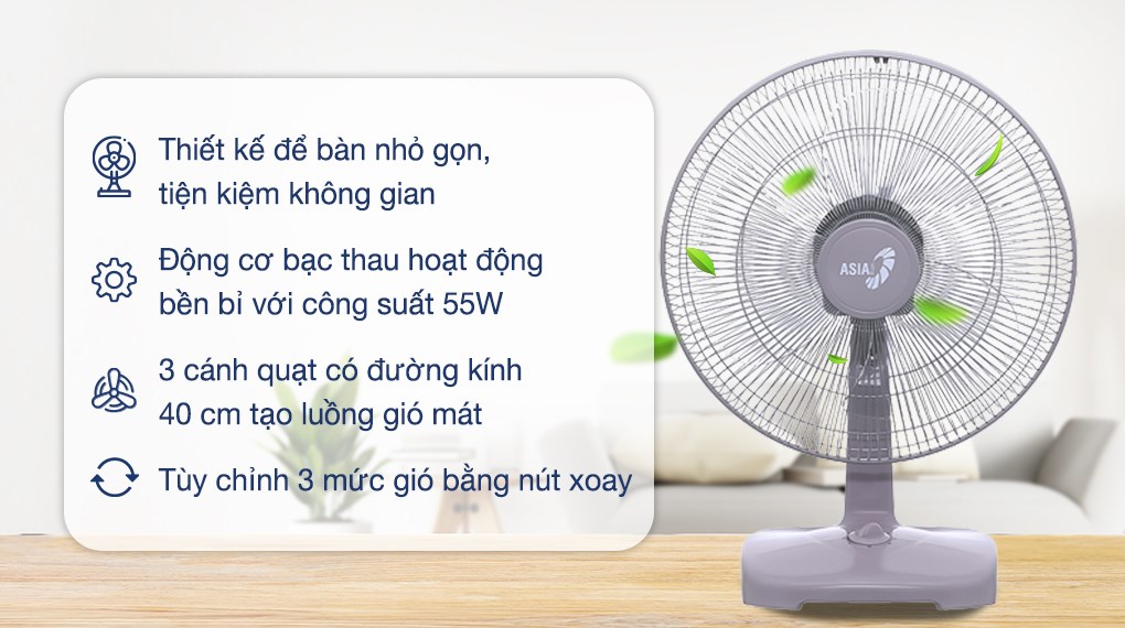 Quạt bàn Asia 3 cánh VY355790 55W hover