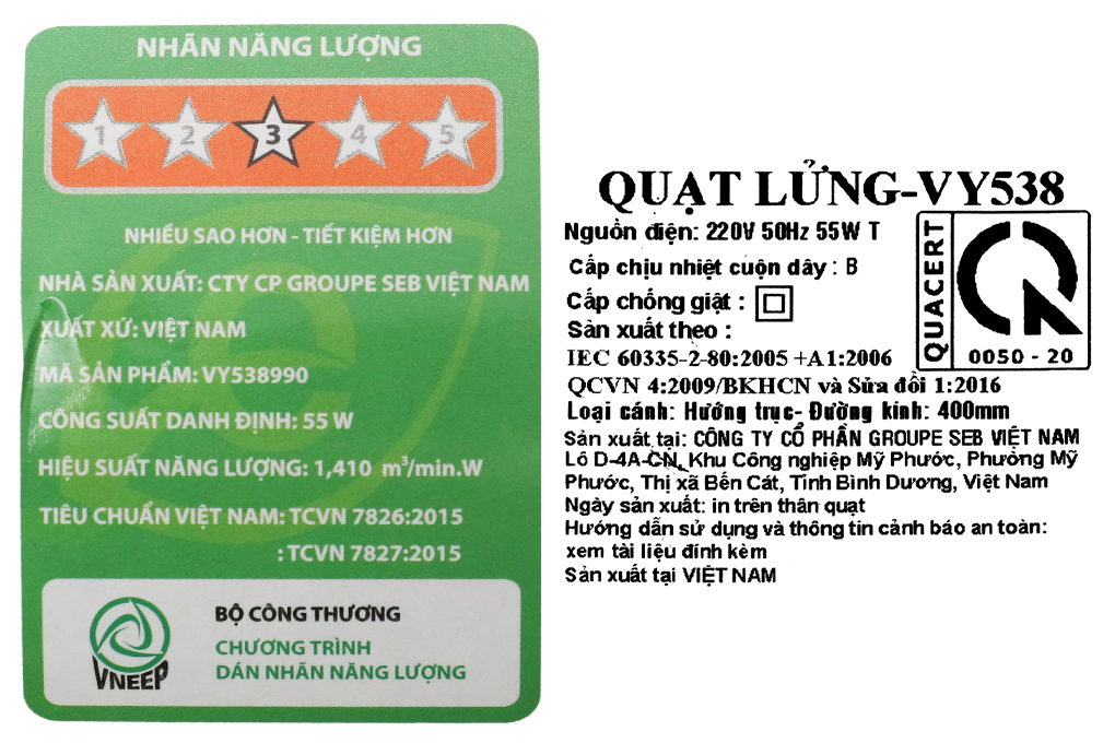 Quạt lửng Asia 5 cánh VY538990 55W Màu Đen