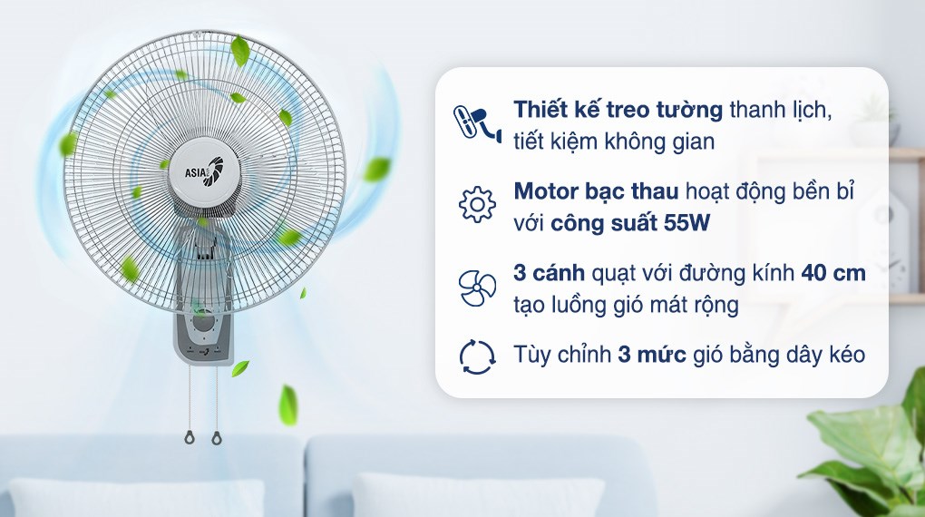 Quạt treo tường Asia 3 cánh VY357690 55W