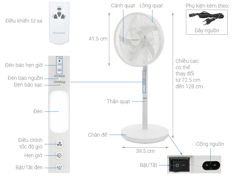 Quạt sạc điện Kangaroo KG739