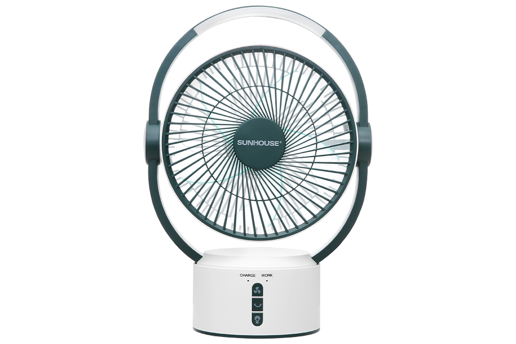 Quạt sạc điện Sunhouse 5 cánh SHD7116 25W Màu Trắng - Xanh