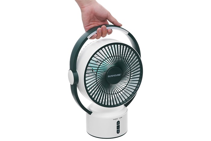 Quạt sạc điện Sunhouse 5 cánh SHD7116 25W Màu Trắng - Xanh