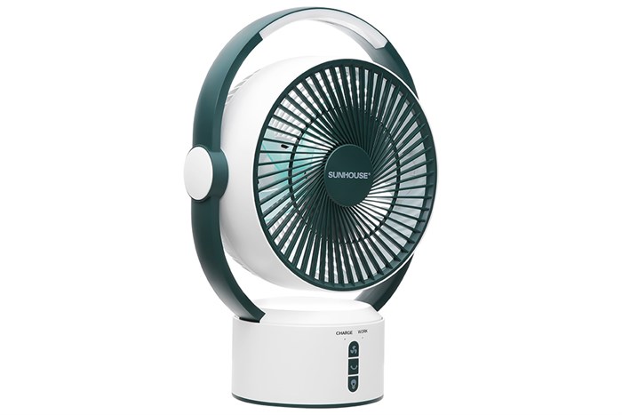 Quạt sạc điện Sunhouse 5 cánh SHD7116 25W Màu Trắng - Xanh