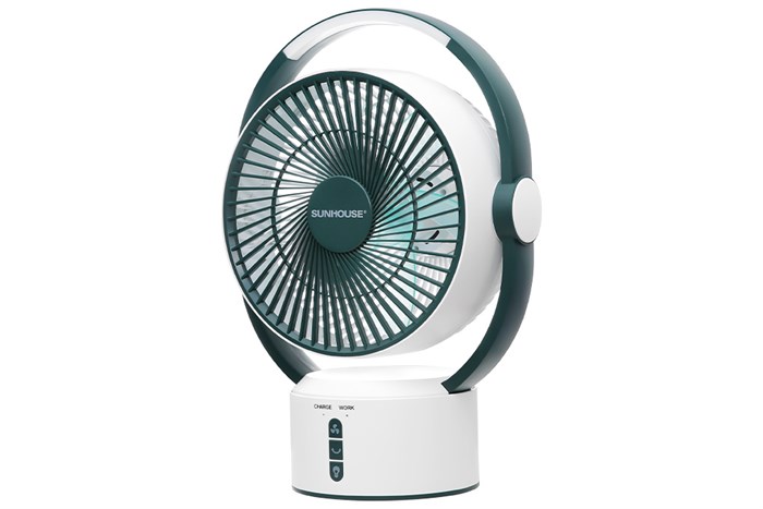 Quạt sạc điện Sunhouse 5 cánh SHD7116 25W Màu Trắng - Xanh