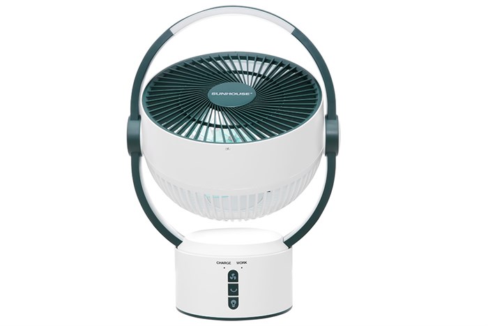 Quạt sạc điện Sunhouse 5 cánh SHD7116 25W Màu Trắng - Xanh