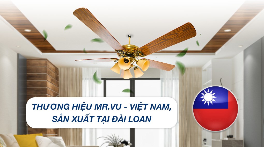 Quạt trần Mr.Vu 5 cánh Lotus 100W - 2