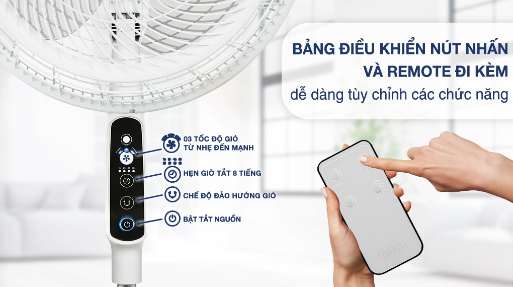 Quạt đứng TEFAL TB Silence Plus VH689690 Trắng Cánh Trắng