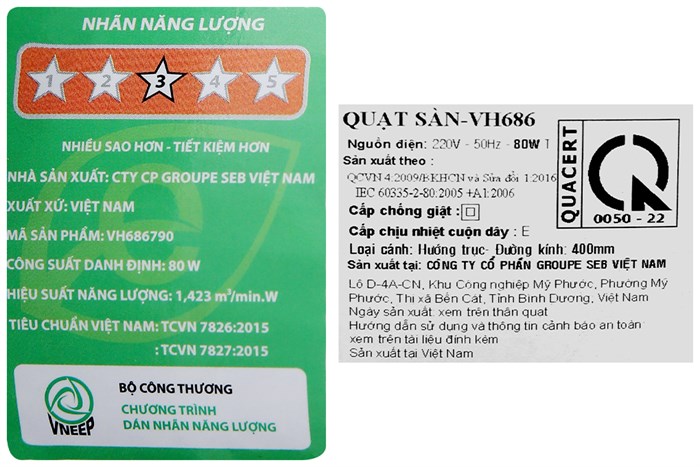 Quạt sàn Tefal 6 cánh VH686790 80W Màu Xám