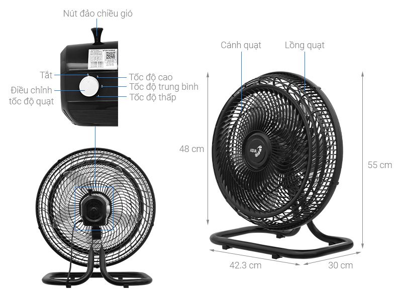 Quạt sàn Asia 5 cánh VY616990 55W