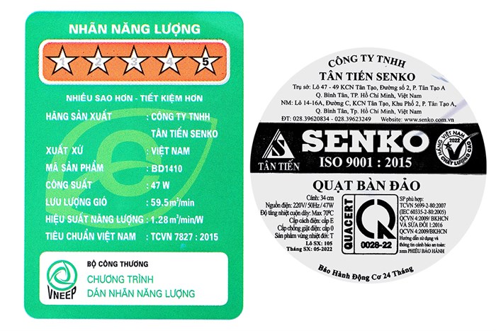 Quạt hộp Senko 3 cánh BD1410 47W Màu Trắng