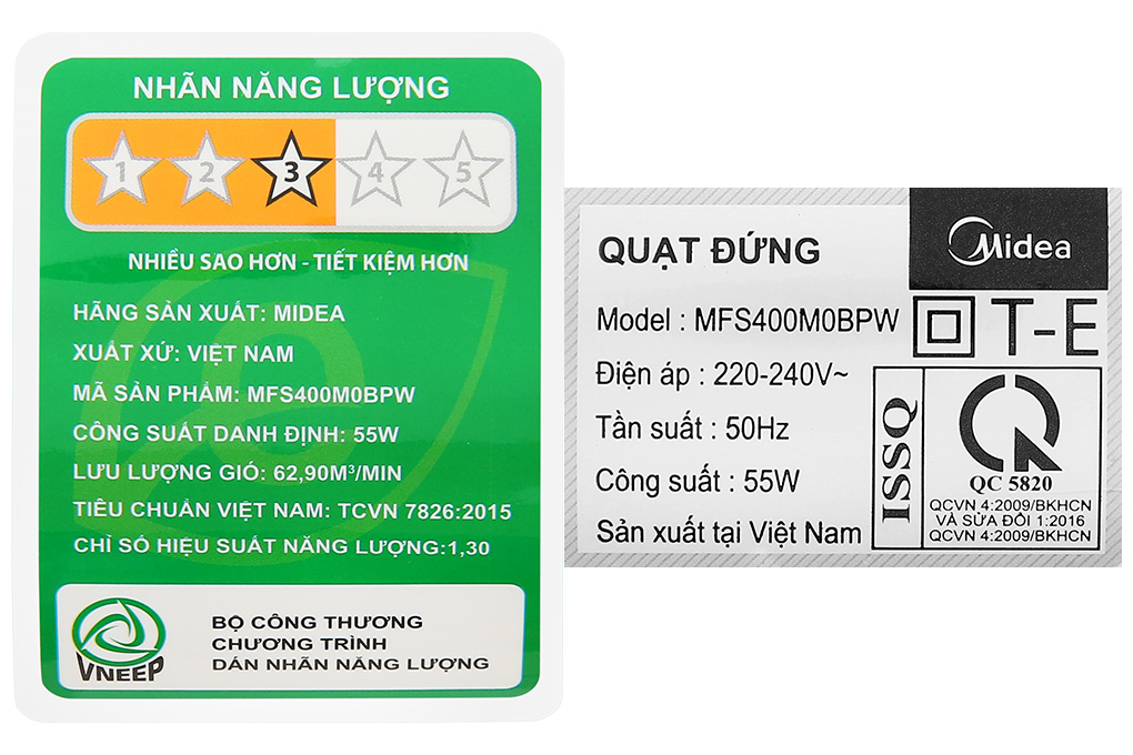 Quạt đứng Midea MFS400M0BPW 55W Màu Trắng