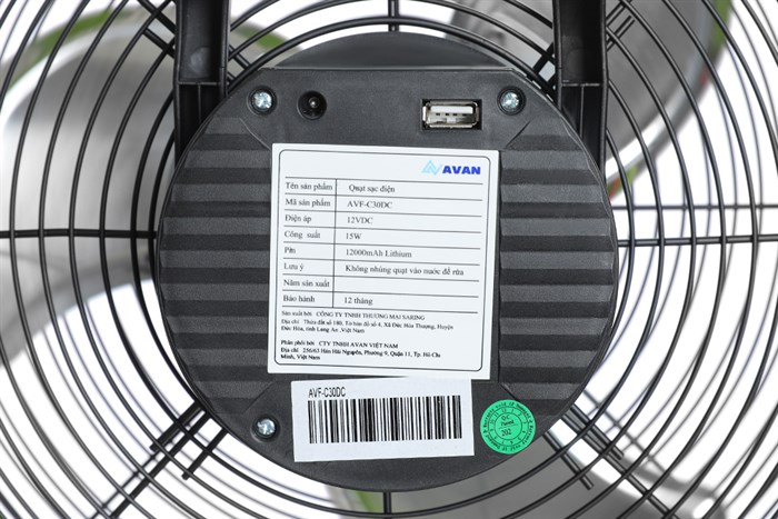 Quạt sạc điện AVAN 3 cánh AVF-C30DC 15W Màu Xanh lá