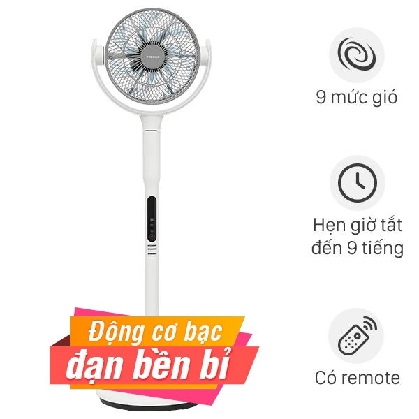 Quạt tuần hoàn Toshiba  7 cánh DC inverter F-DSC50XVN(W) 24W