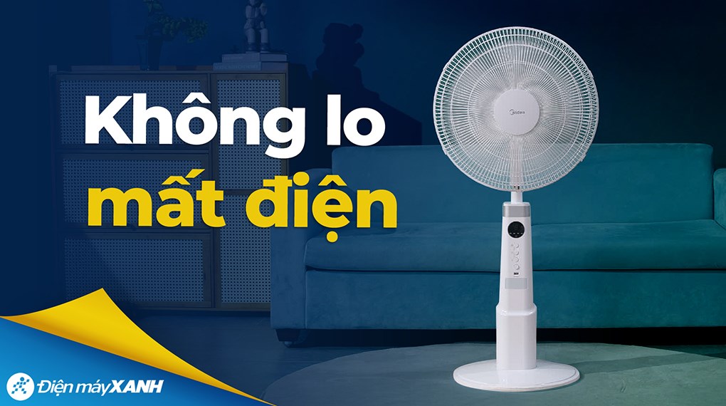 Quạt sạc điện Midea 5 cánh MFS180D0BPW 30W