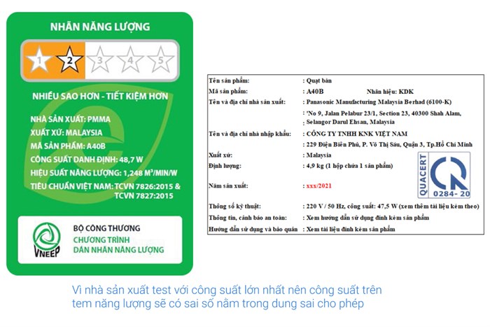 Quạt bàn KDK 3 cánh A40B 47.5W Màu Trắng