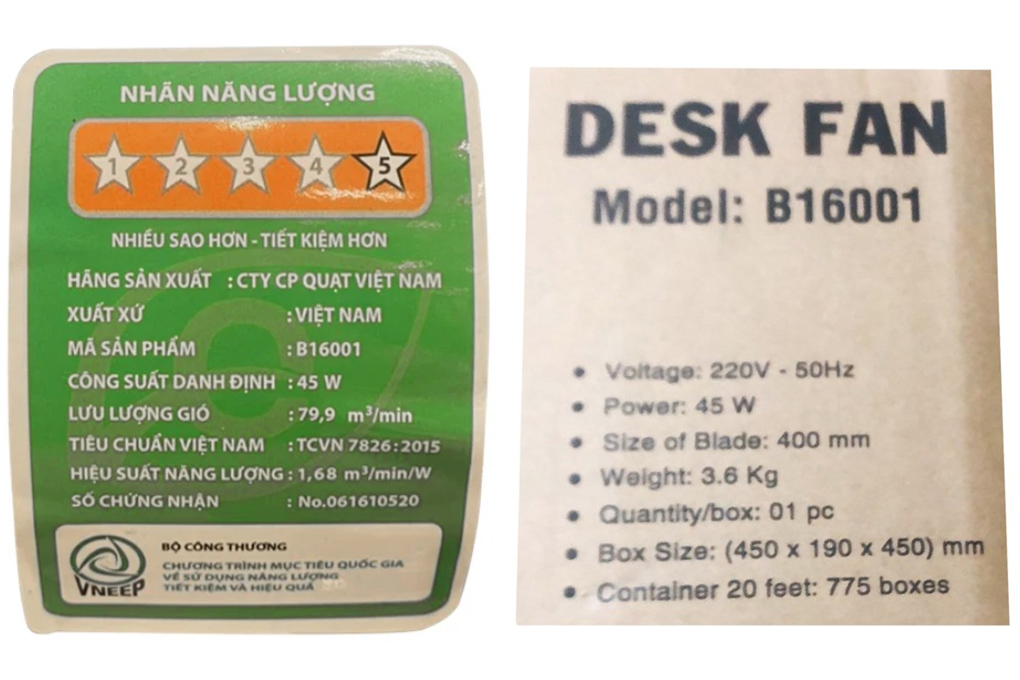 Quạt bàn Asia B16001 Màu Xanh Dương