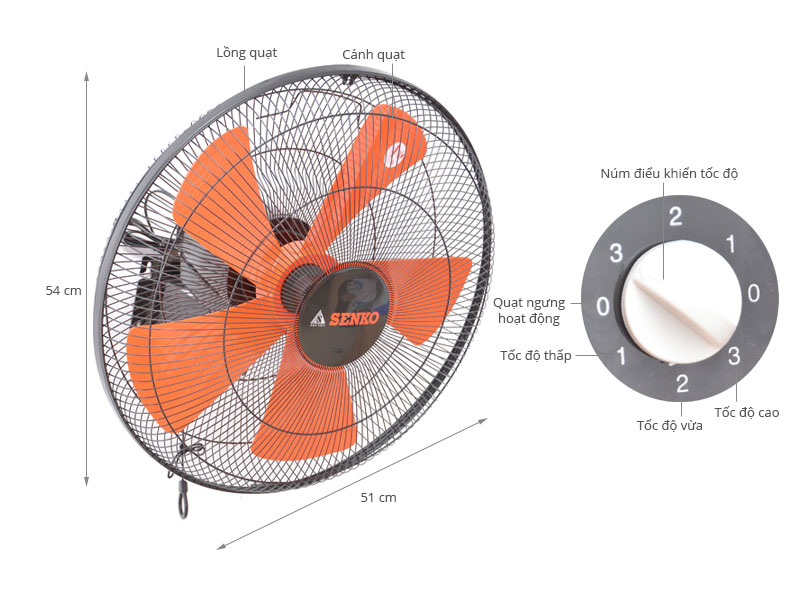 Thông số kỹ thuật Quạt treo Senko T18