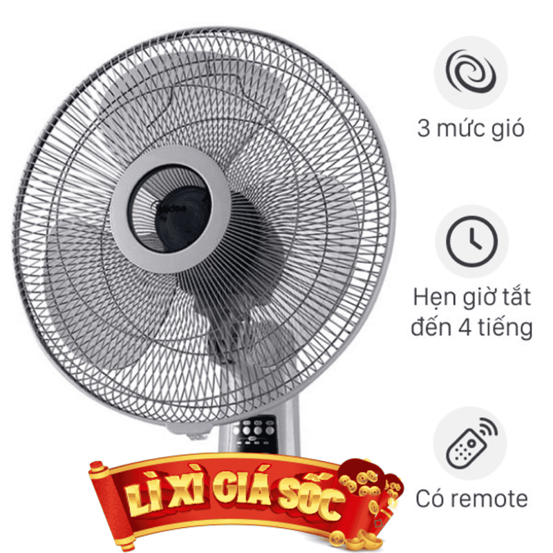 Quạt treo tường Midea  3 cánh FW40 7JR 55W
