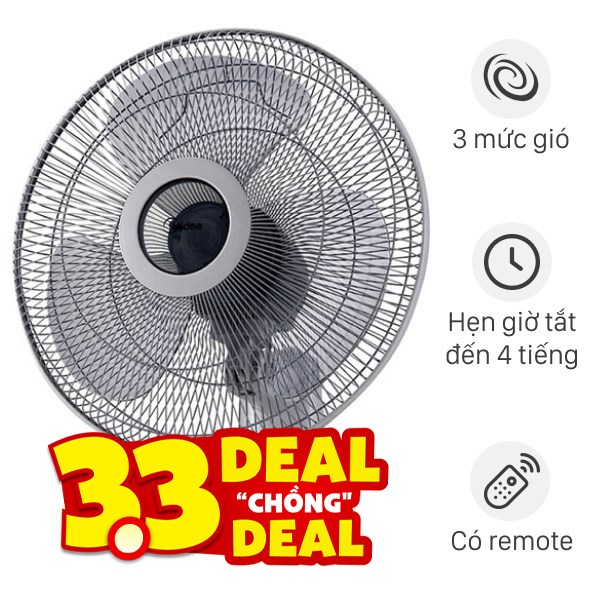 Quạt treo tường Midea  3 cánh FW40 7JR 55W