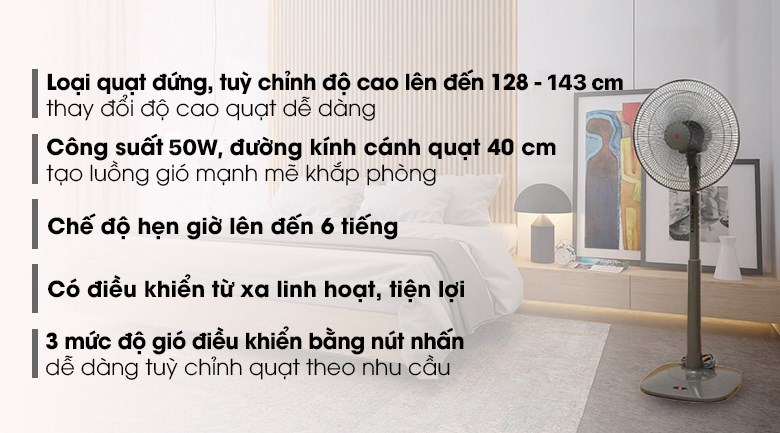 Quạt cây KDK 3 cánh M40K GY 50W