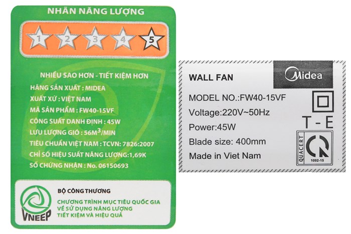Quạt treo Midea FW40-15VF Màu Trắng
