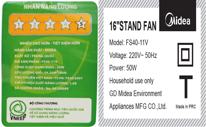 Quạt đứng Midea FS40-11V Màu Trắng