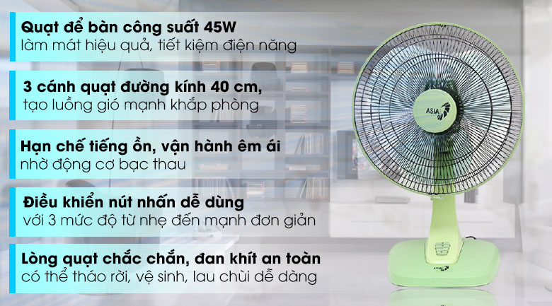 Quạt bàn Asia B16017 Xanh lá
