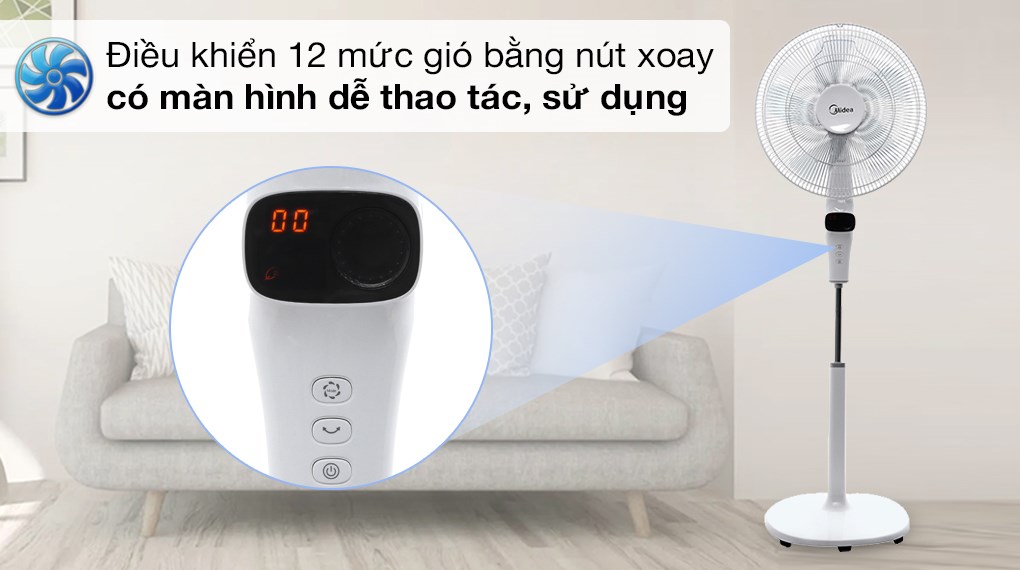 Quạt đứng Midea FS40-15DR - Điều khiển 12 mức gió